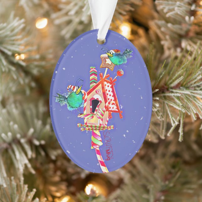 ScruffyMugArtGallery Oval Christmas Ornament (Tree)