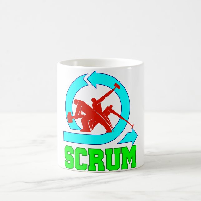Scrum Mug - Workers and the Agile Symbol (Center)