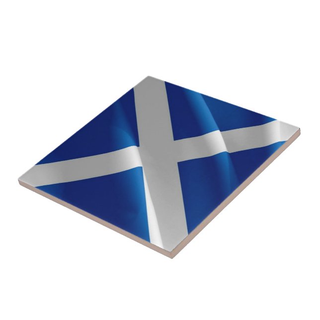 SCT002 WAVING scottish  FLAG, SCOTLAND, Tile (Side)