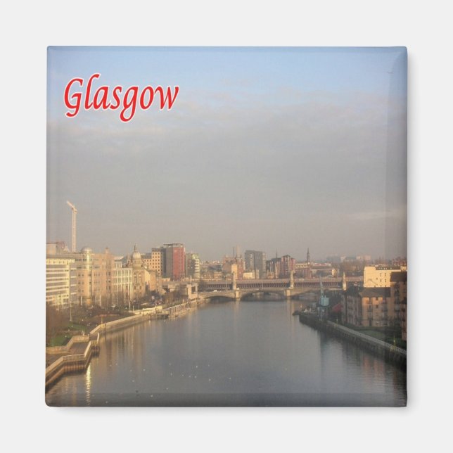 SCT017 GLASGOW Skyline, Scotland, Fridge Magnet (Front)