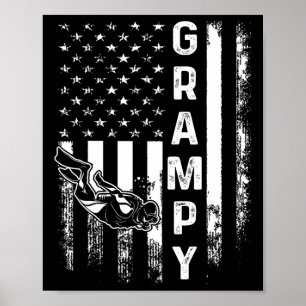 Scu Diving Grampy American Flag Vintage Christmas Poster
