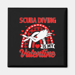 Scu Diving Is My Valentine Hearts Rainbow Funny Fa Magnet