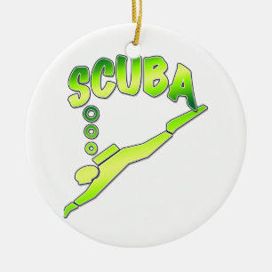 Scuba #2 diver ceramic tree decoration