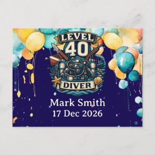 Scuba 40th Birthday Postcard