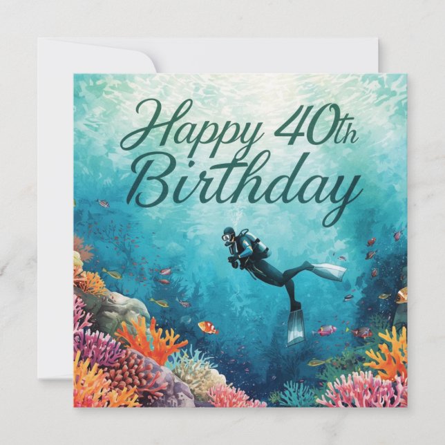 Scuba 40th Birthday underwater Card (Front)