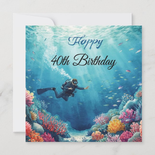 Scuba 40th Birthday underwater Card (Front)