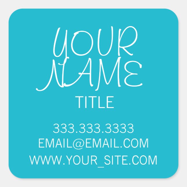 Scuba Blue Freehand Simple Square Sticker (Front)