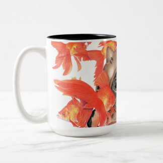 Scuba Cat Among the Fishes Two-Tone Coffee Mug