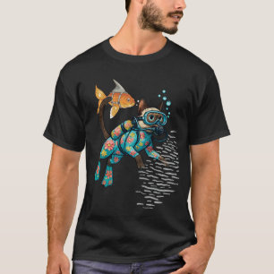 Scuba Cat Diving floral Wet Suit T-Shirt
