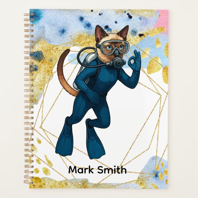 Scuba Cat Diving Under the Sea  Planner (Front)