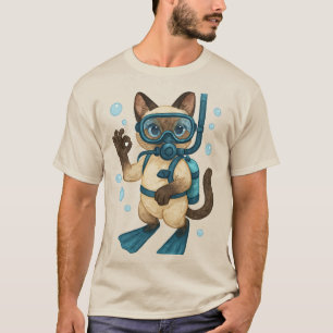 Scuba Cat Diving with O.K. Sign T-Shirt
