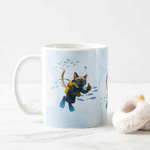 Scuba Cat is diving Underwater Coffee Mug