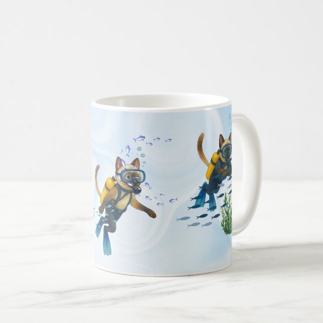Scuba Cat is diving  Underwater  Coffee Mug (Front Right)