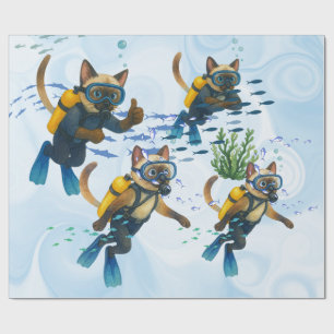 Scuba Cats are diving Underwater Wrapping Paper