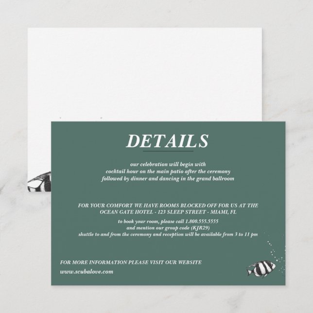 Scuba Couple Wedding Enclosure Card (Front/Back)