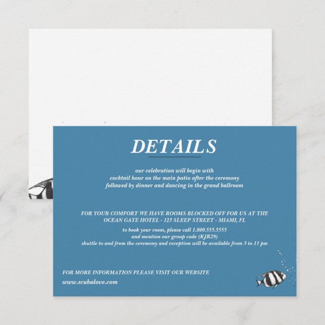 Scuba Couple Wedding Enclosure Card (Front/Back)