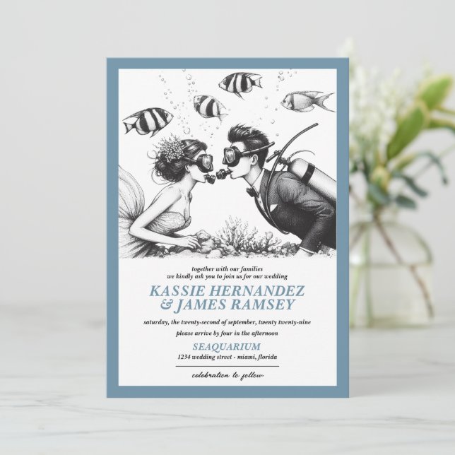 Scuba Couple Wedding Invitation (Standing Front)