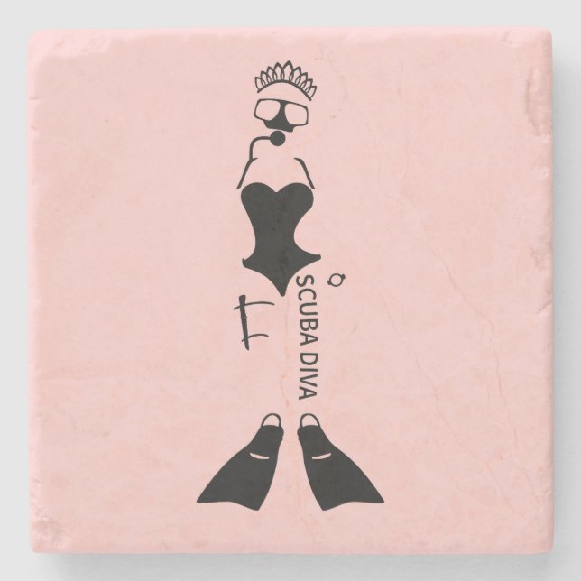 Scuba Diva Diver Stone Coaster (Front)