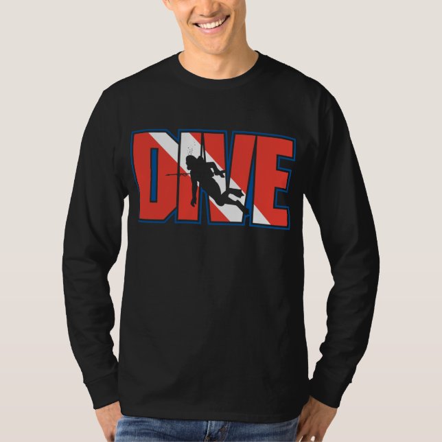 SCUBA Dive Black Long Sleeve T-Shirt (Front)