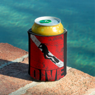 Scuba Dive Diver Down Flag Vintage Diving Gear Can Cooler
