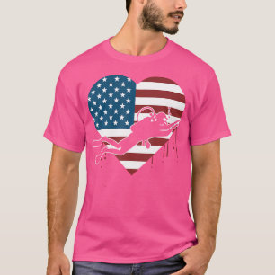 Scuba Diver American Flag Proud Ocean Freediving F T-Shirt