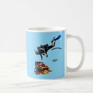 SCUBA Diver and a Treasure Chest of Gold Coins URM Coffee Mug
