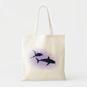 SCUBA diver and shark Tote Bag