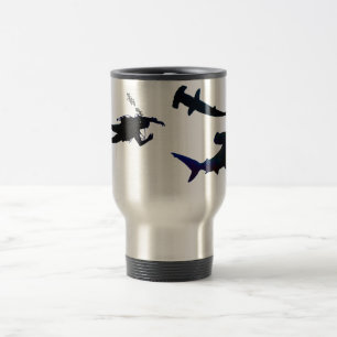SCUBA diver and sharks mug