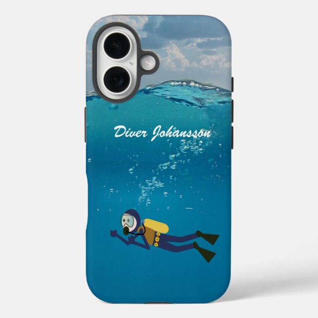 Scuba Diver barely underwater Personalise Case-Mate iPhone Case (Back)