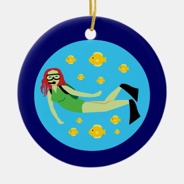 Scuba Diver Ceramic Tree Decoration (Front)