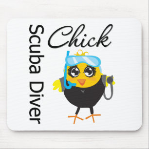 Scuba Diver Chick Mouse Mat