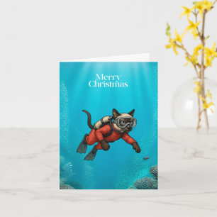 Scuba diver Christmas themed underwater Card