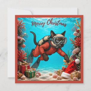 Scuba diver Christmas themed underwater Holiday Card