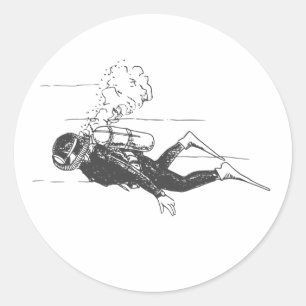 Scuba Diver Classic Round Sticker