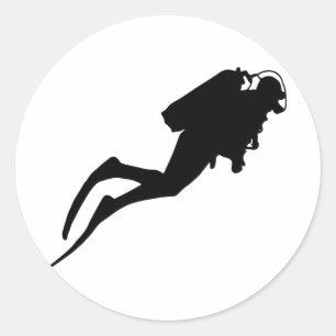 scuba diver classic round sticker