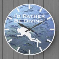 Scuba Diver Clock "I'd Rather Be Diving"