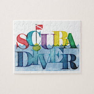 Scuba Diver Colourful Scuba Diving Jigsaw Puzzle