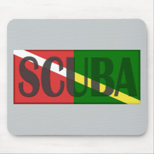 SCUBA DIVER COMBINED RED NITROX GREEN DIVERS FLAG MOUSE MAT