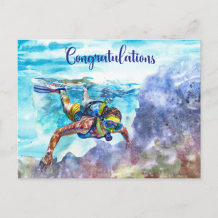 Scuba Diver Congratulations  diving under the sea Postcard