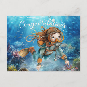Scuba Diver Congratulations  diving under the sea Postcard