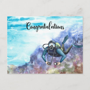 Scuba Diver Congratulations diving under the sea Postcard