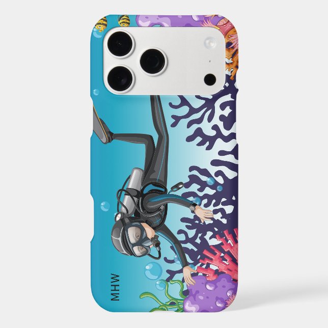 Scuba Diver custom monogram phone cases (Back)