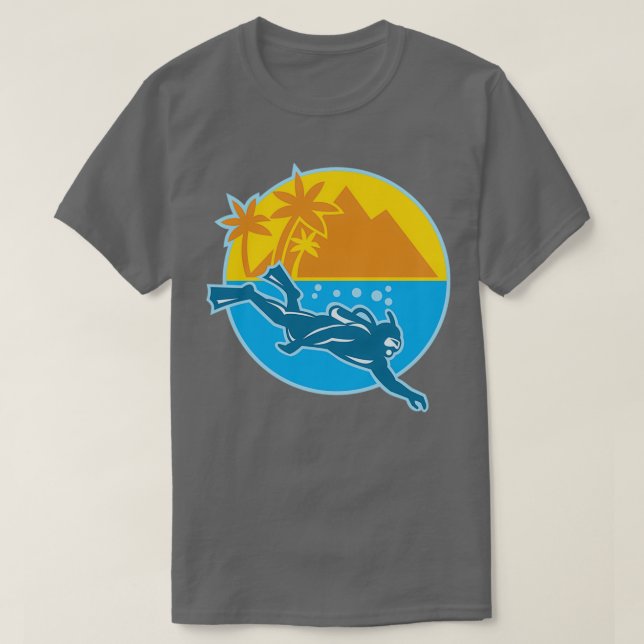 Scuba Diver Diving Island Retro T-Shirt (Design Front)