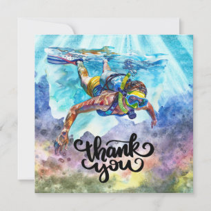 Scuba Diver diving under the sea Thank You Card