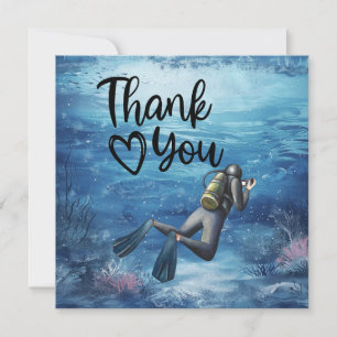 Scuba Diver  diving under the sea Thank You Card
