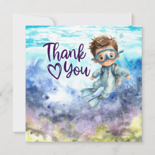 Scuba Diver  diving under the sea Thank You Card