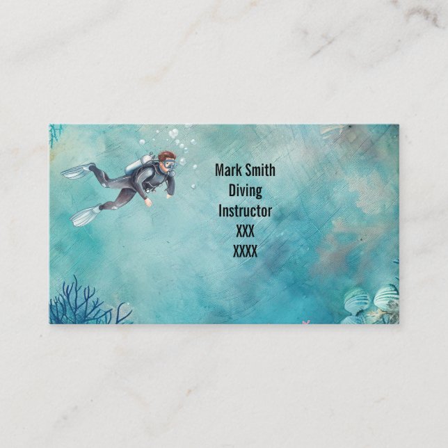Scuba Diver Diving underwater  Business Card (Front)