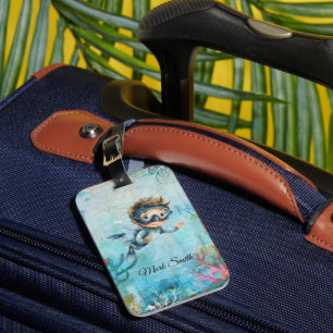Scuba Diver Diving underwater  Luggage Tag
