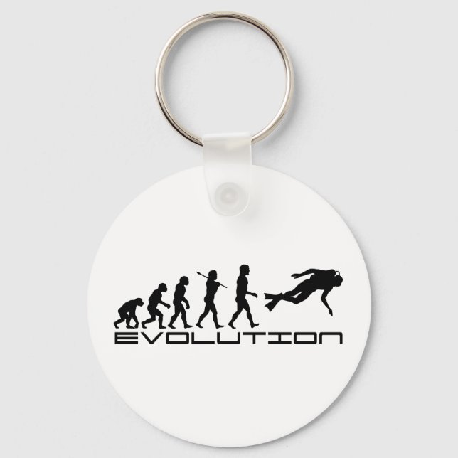 Scuba Diver Diving Water Sport Evolution Art Key Ring (Front)
