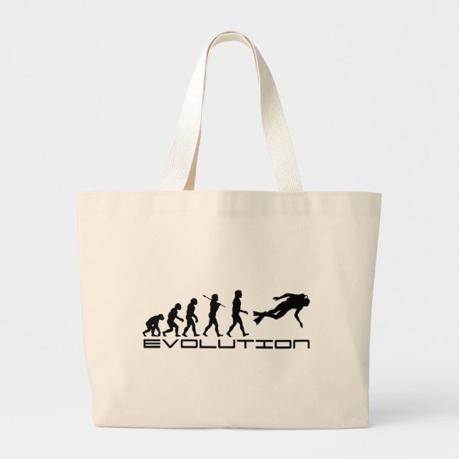Scuba Diver Diving Water Sport Evolution Art Large Tote Bag (Front)